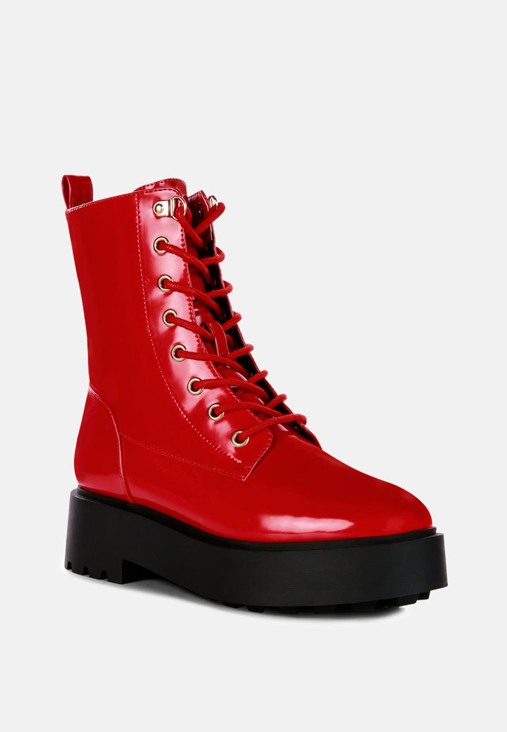 women molsh ankle biker boots#color_red