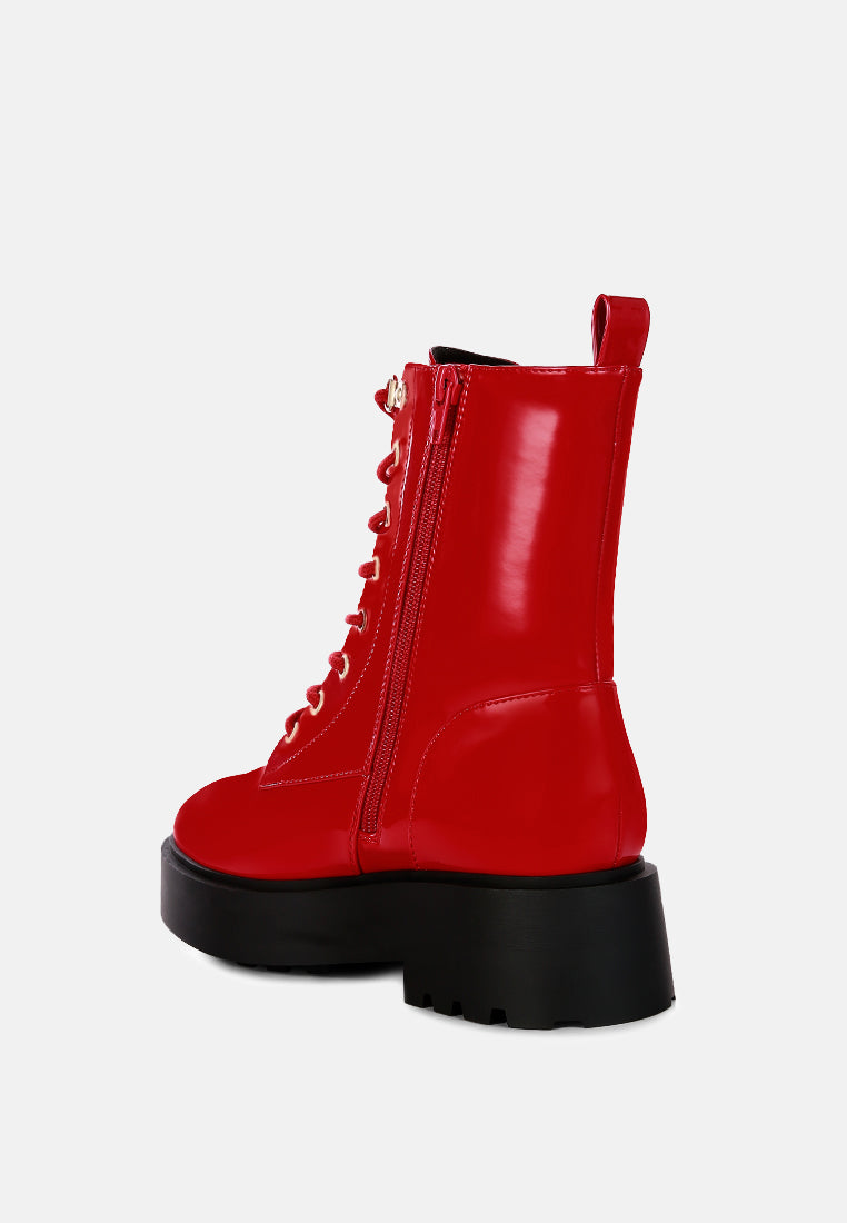 women molsh ankle biker boots#color_red