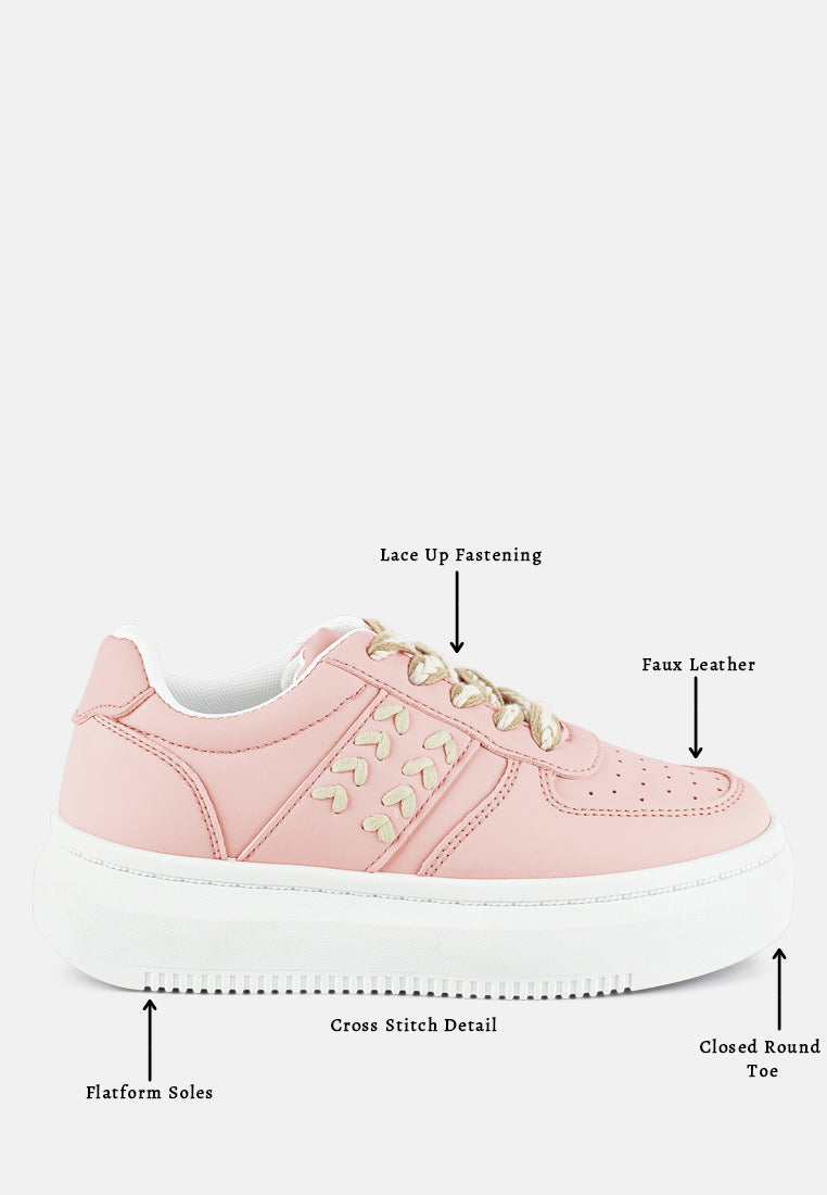 women cross stitch detail sneakers#color_blush