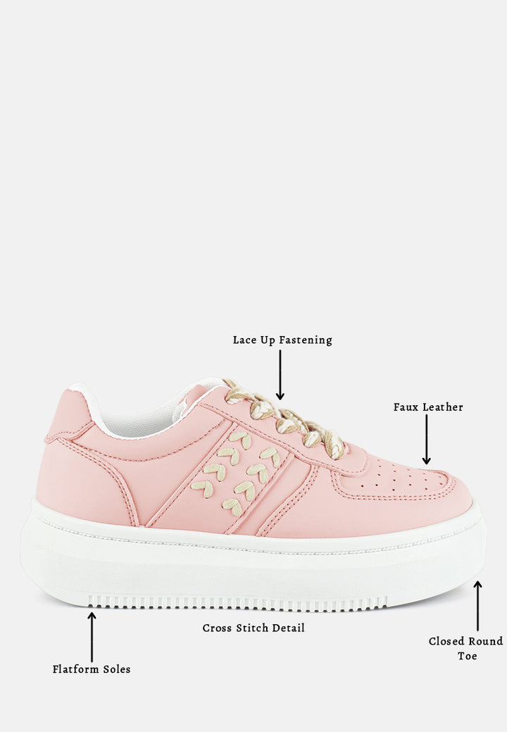 women cross stitch detail sneakers#color_blush