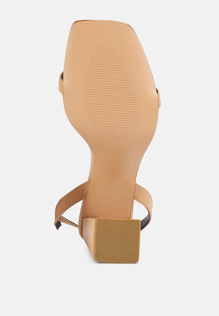 women square toe block heeled sandal#color_nude