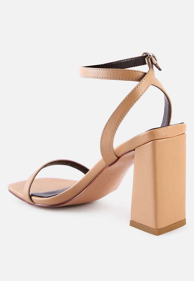 women square toe block heeled sandal#color_nude