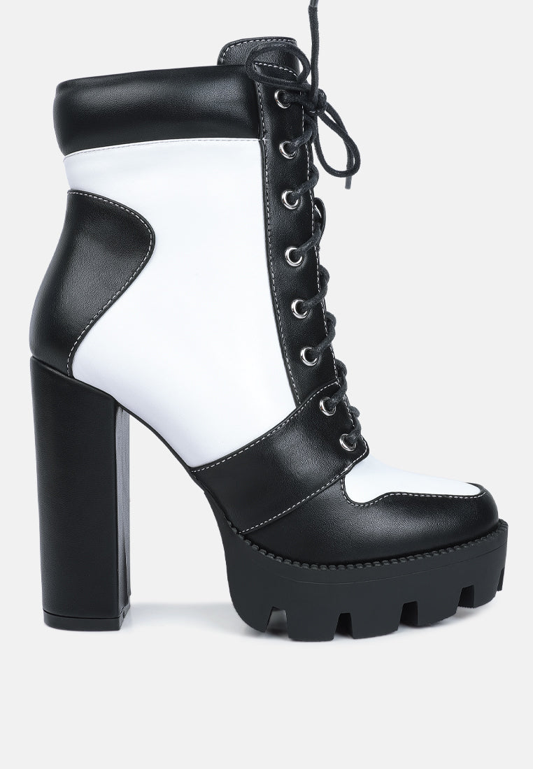 moos cow printed lace up block heel boots#color_black