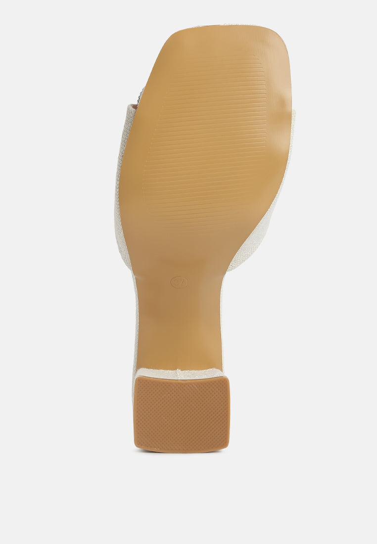 women beige rhinestones embellished slip on sandals#color_beige