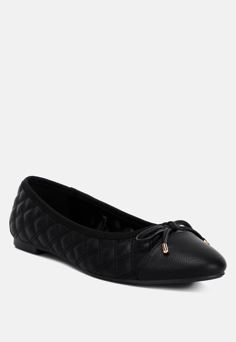 Women Quilted Faux Leather Ballerinas