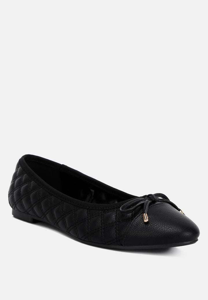 Women Quilted Faux Leather Ballerinas