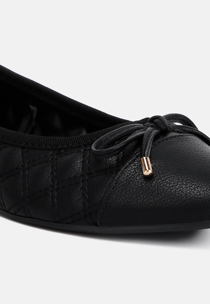 Women Quilted Faux Leather Ballerinas
