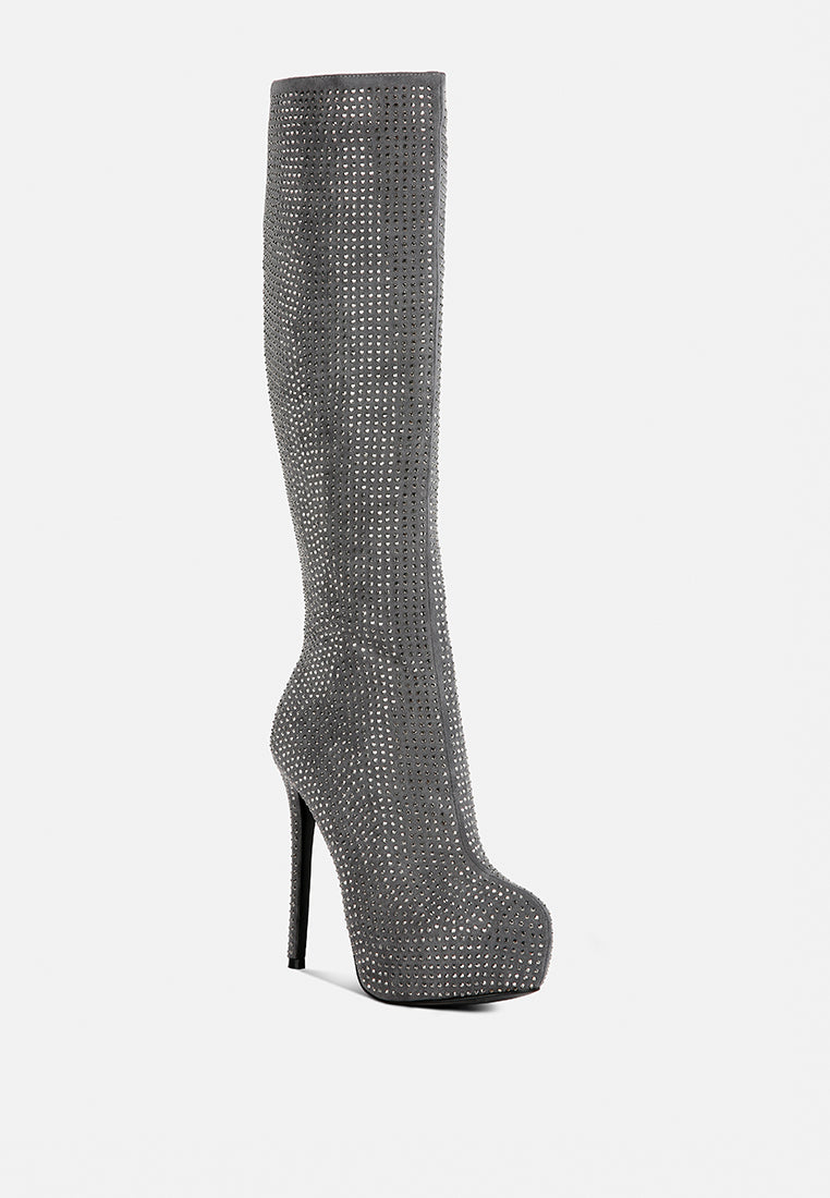 women diamante stiletto calf boots#color_grey
