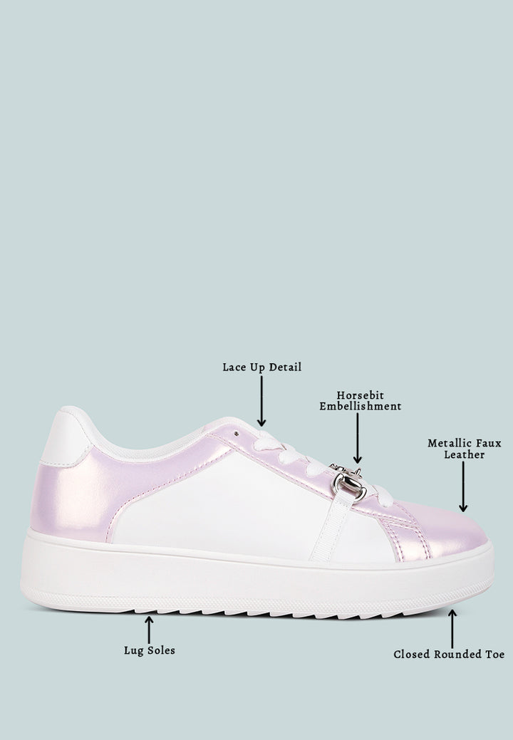 contrasting metallic sneakers#color_pink