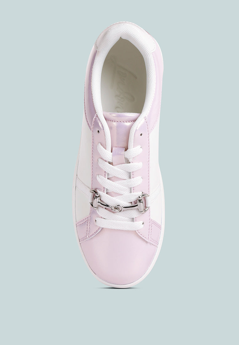 contrasting metallic sneakers#color_pink