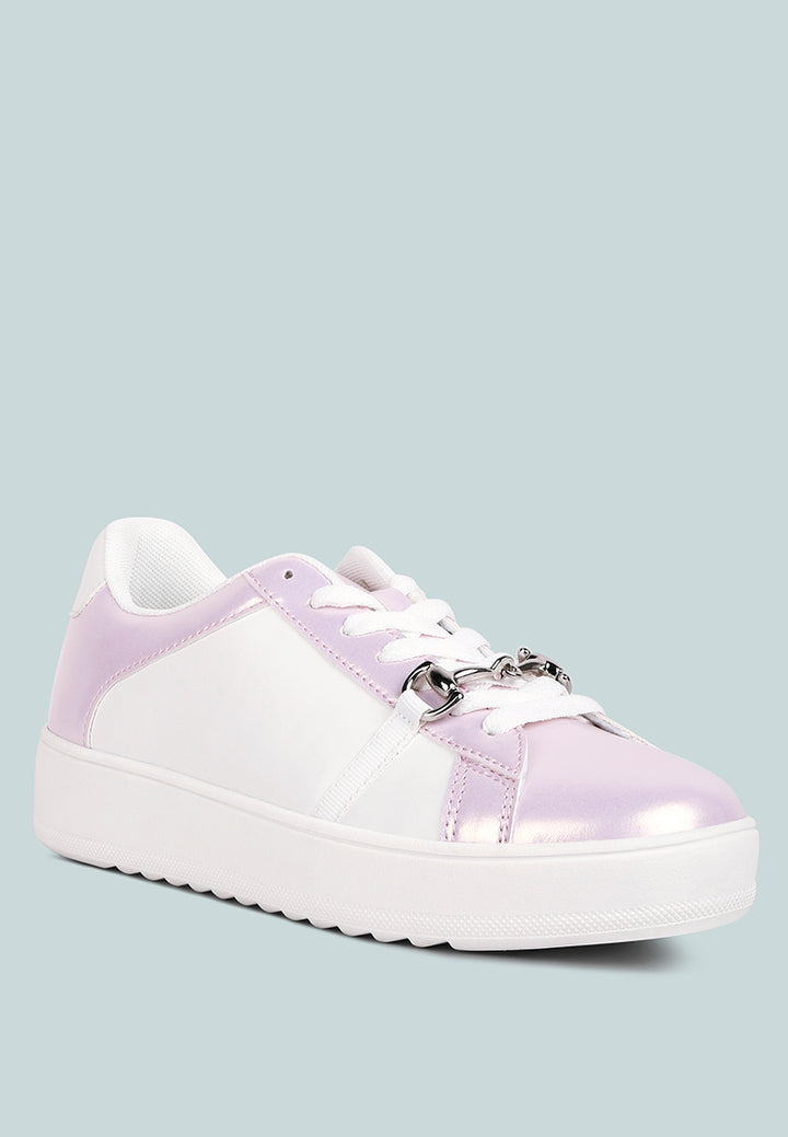contrasting metallic sneakers#color_pink