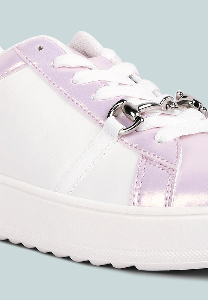 contrasting metallic sneakers#color_pink