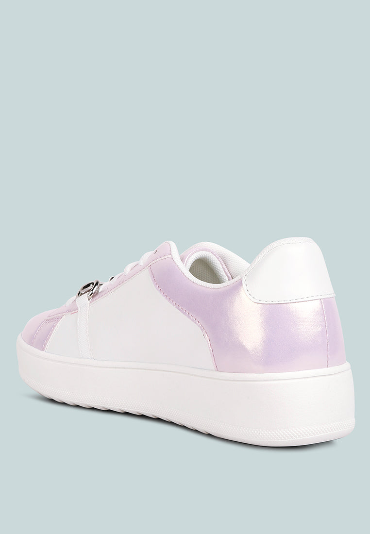 contrasting metallic sneakers#color_pink
