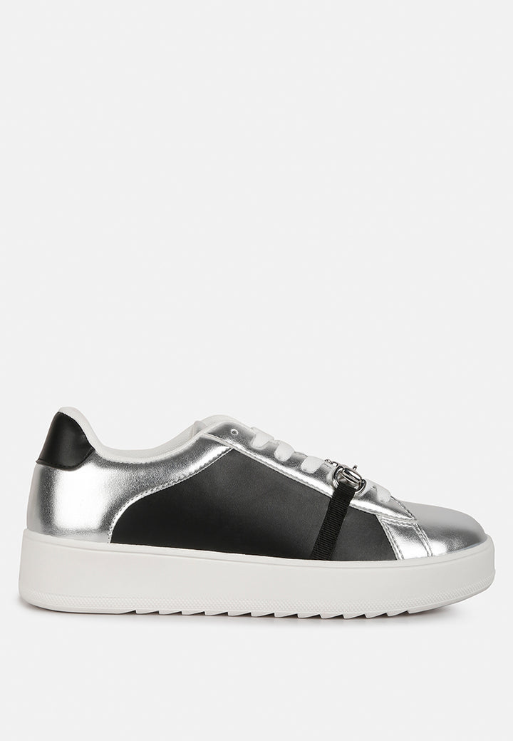 contrasting metallic sneakers#color_silver