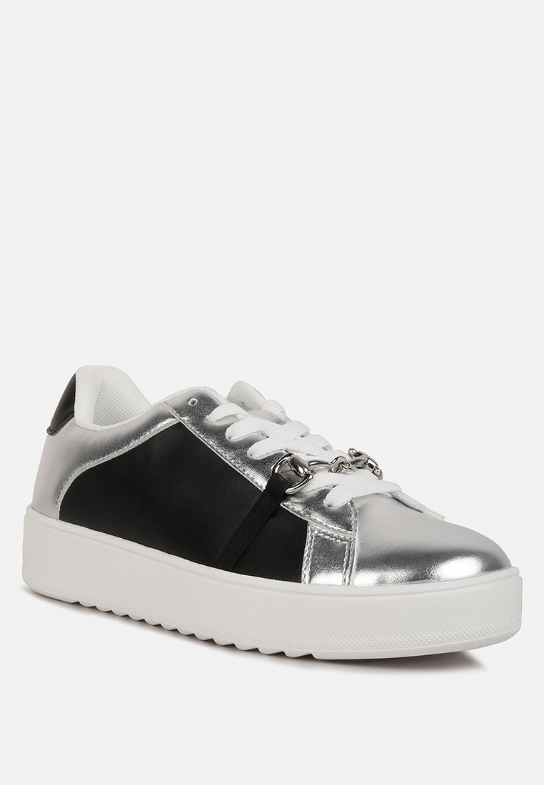 contrasting metallic sneakers#color_silver