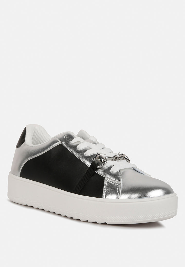contrasting metallic sneakers#color_silver