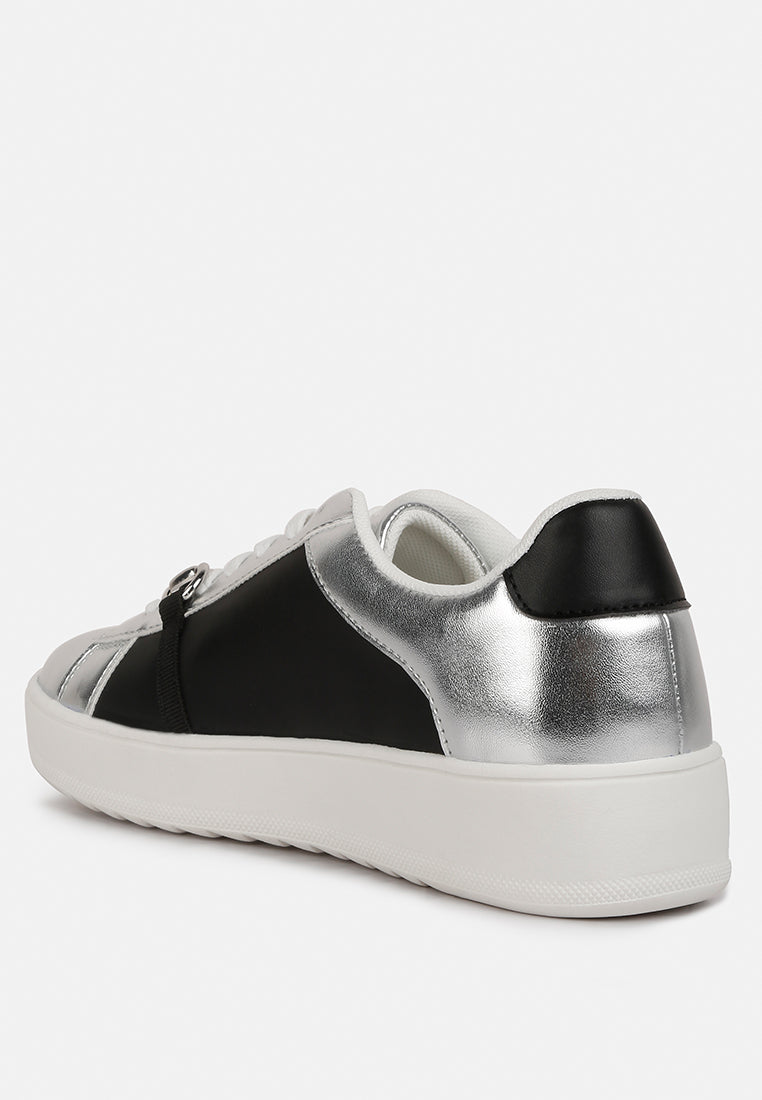 contrasting metallic sneakers#color_silver