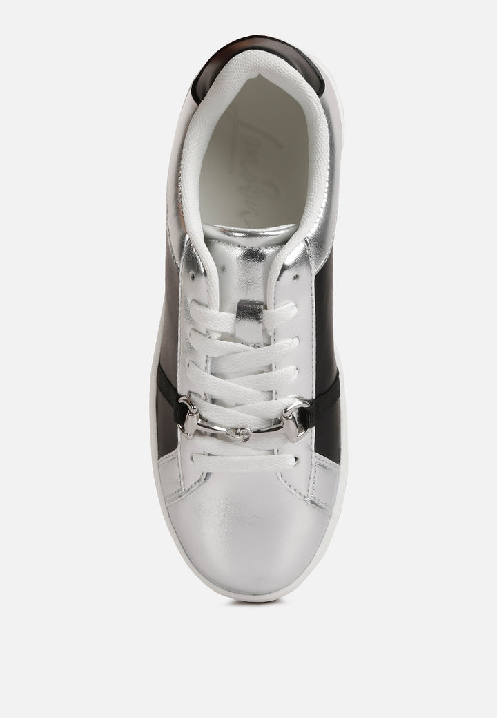 contrasting metallic sneakers#color_silver