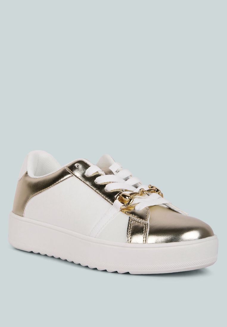 contrasting metallic sneakers#color_gold