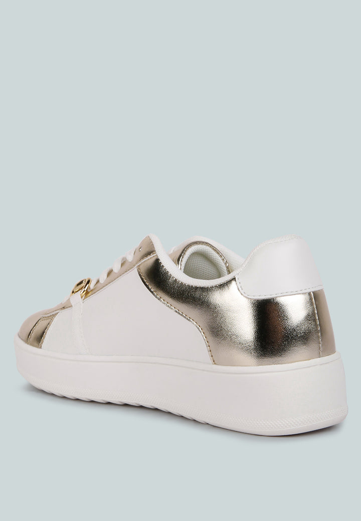 contrasting metallic sneakers#color_gold
