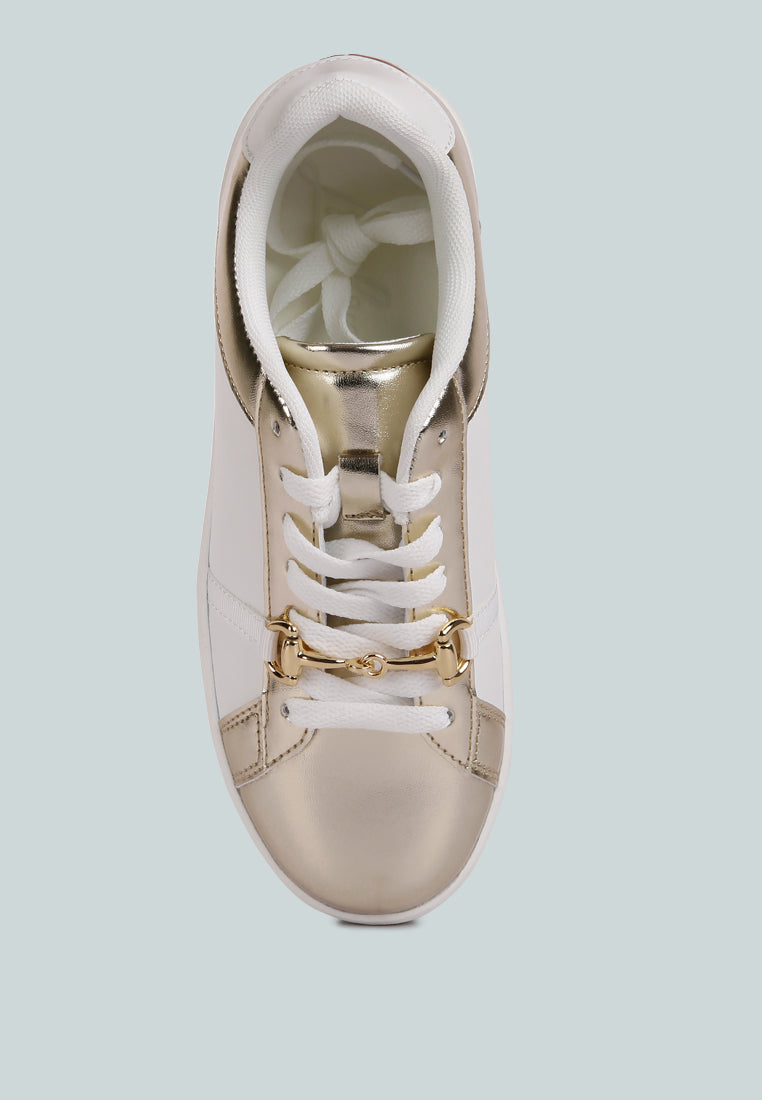 contrasting metallic sneakers#color_gold