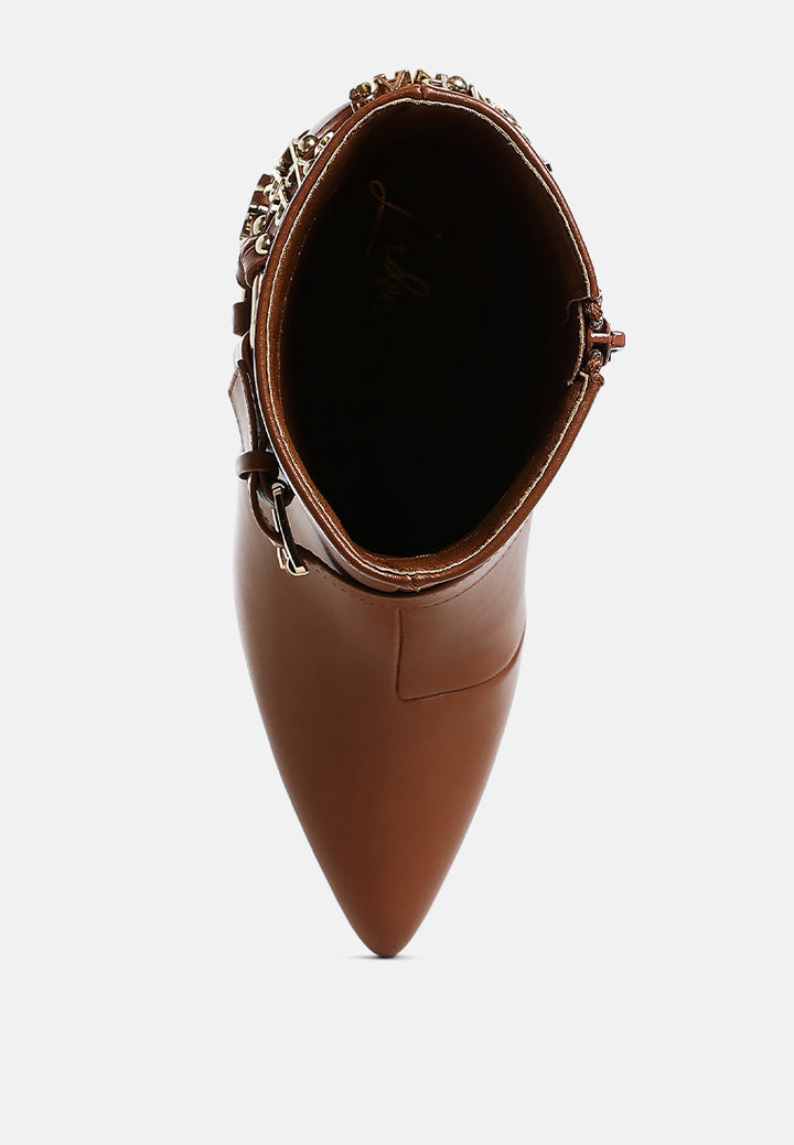 women harness detail stiletto boots#color_tan