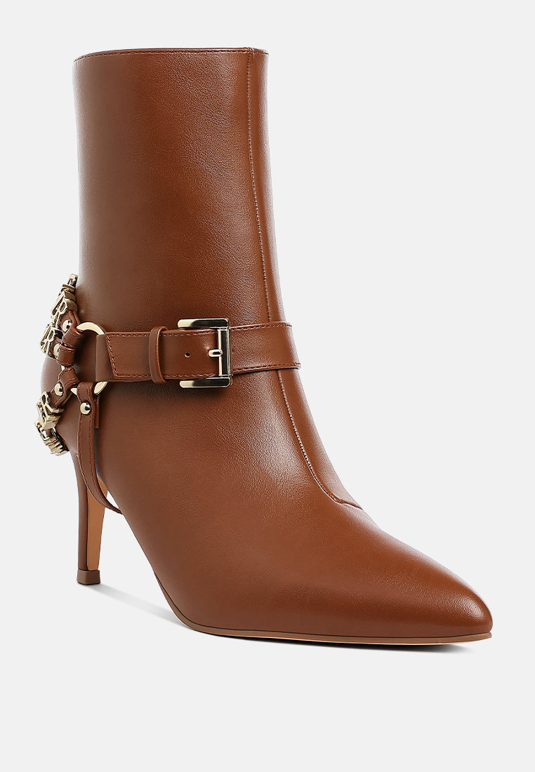 women harness detail stiletto boots#color_tan