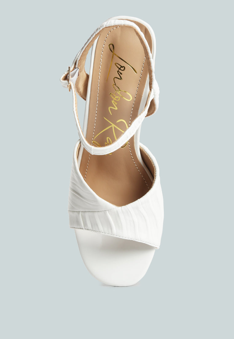 women pleated strap block heel sandals#color_off-white