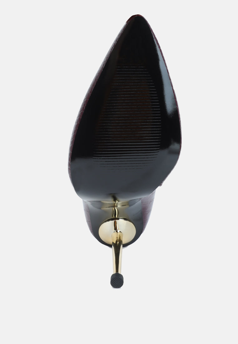 Women Nicole Croc Patterned High Heeled Ankle Boots