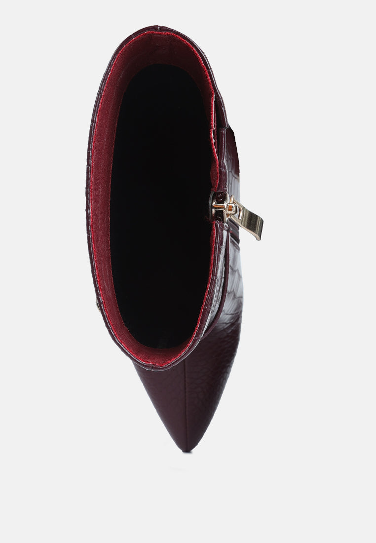 Women Nicole Croc Patterned High Heeled Ankle Boots