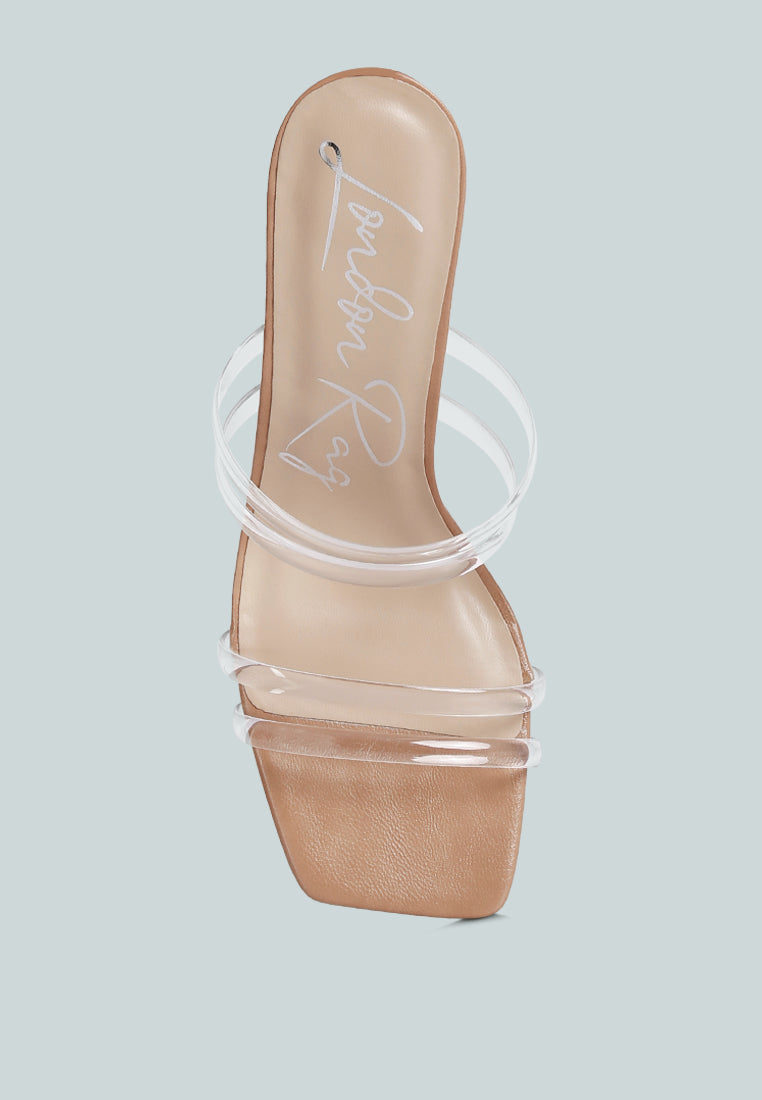 women clear spool heeled sandal#color_camel