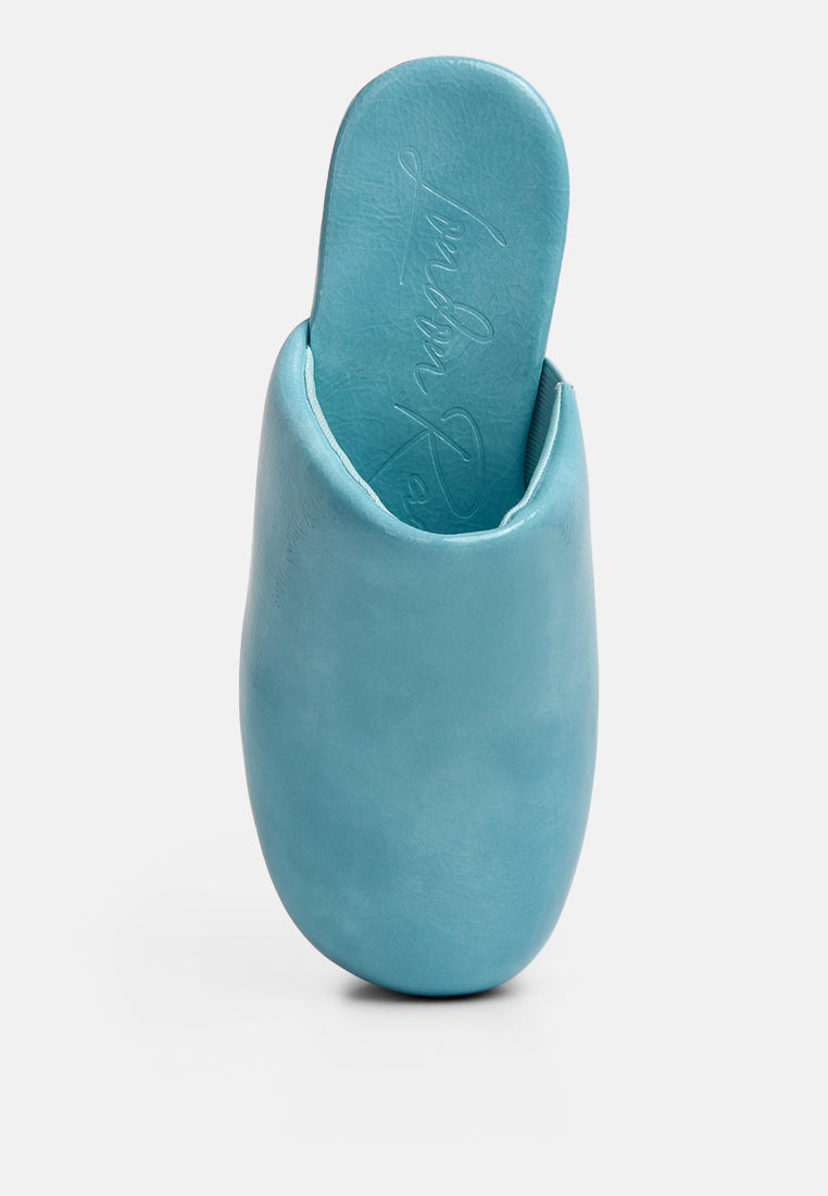 women olori solid platform slip on mules#color_blue