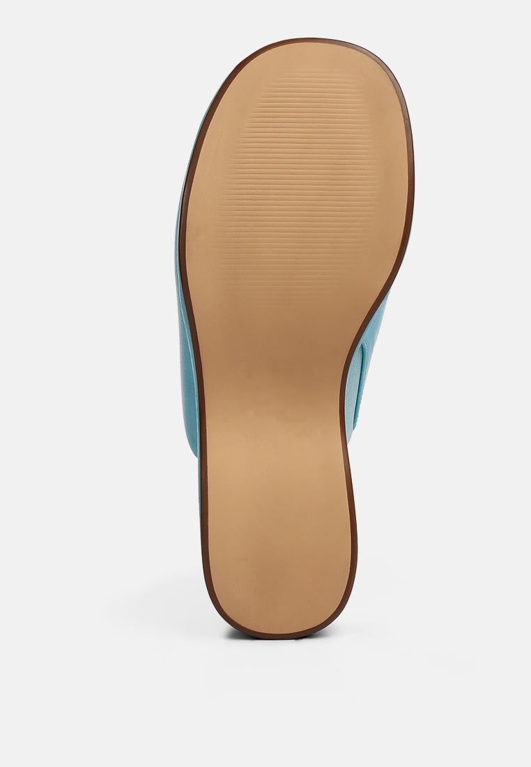 women olori solid platform slip on mules#color_blue