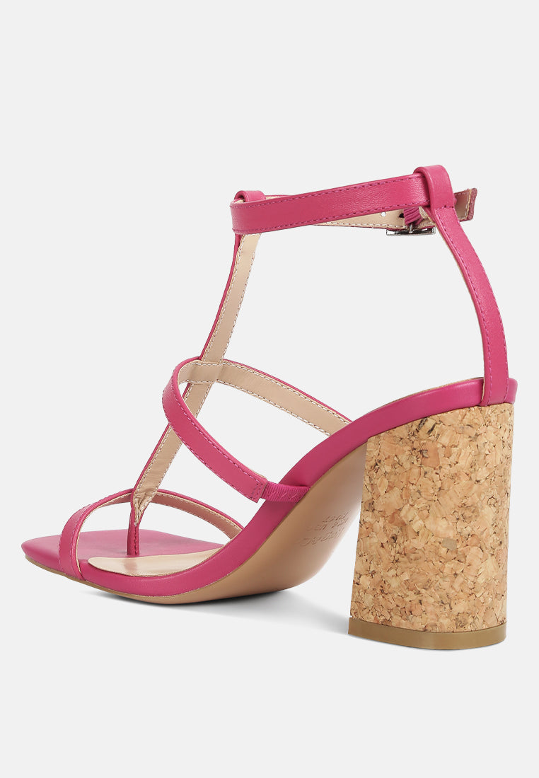 women open square toe block heel sandals#color_fuchsia