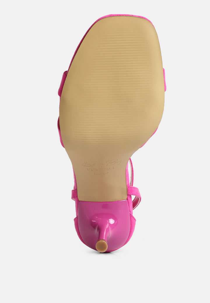 women ankle strap stiletto heel sandals#color_pink