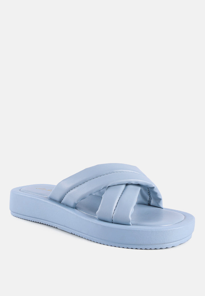 Women Quilted Platform Slides
