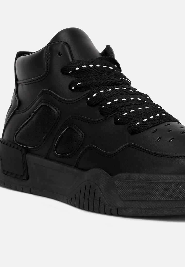 men's panelling detail ankle length sneakers#color_black