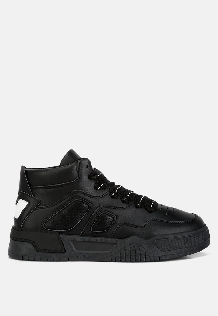 men's panelling detail ankle length sneakers#color_black