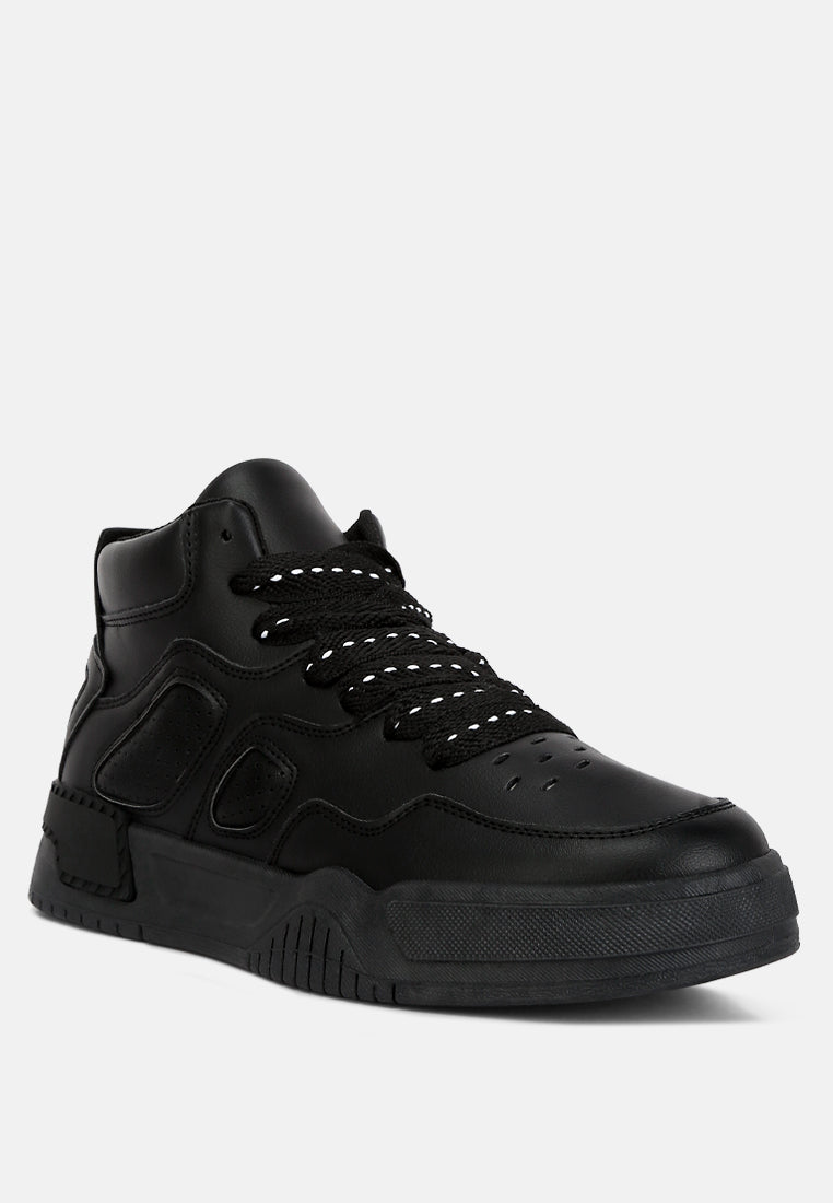 men's panelling detail ankle length sneakers#color_black