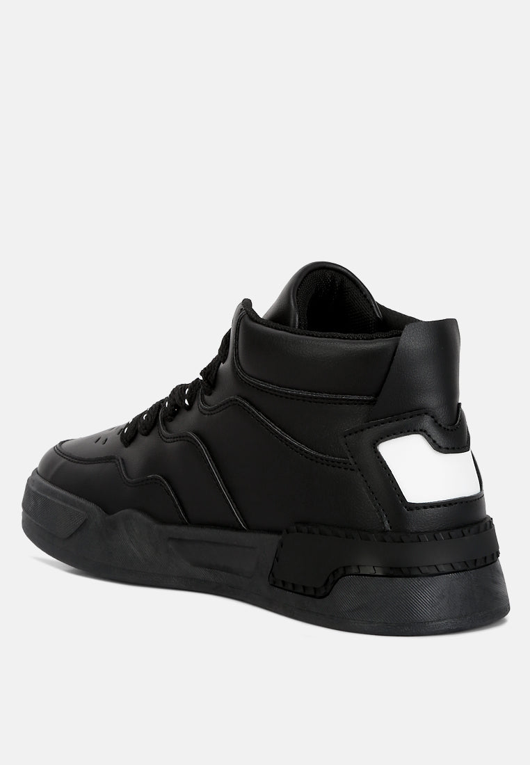 men's panelling detail ankle length sneakers#color_black