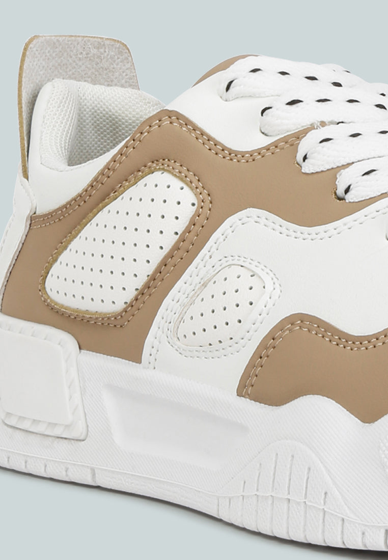 men's panelling detail flatform sneakers#color_beige