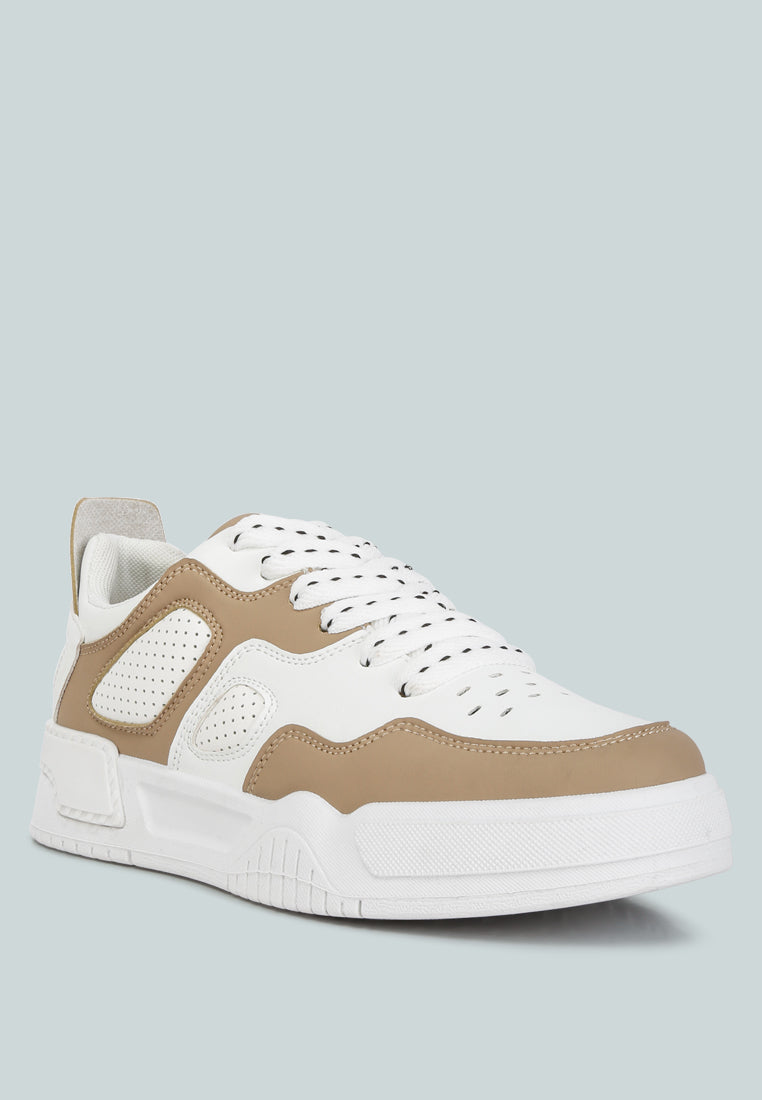 men's panelling detail flatform sneakers#color_beige