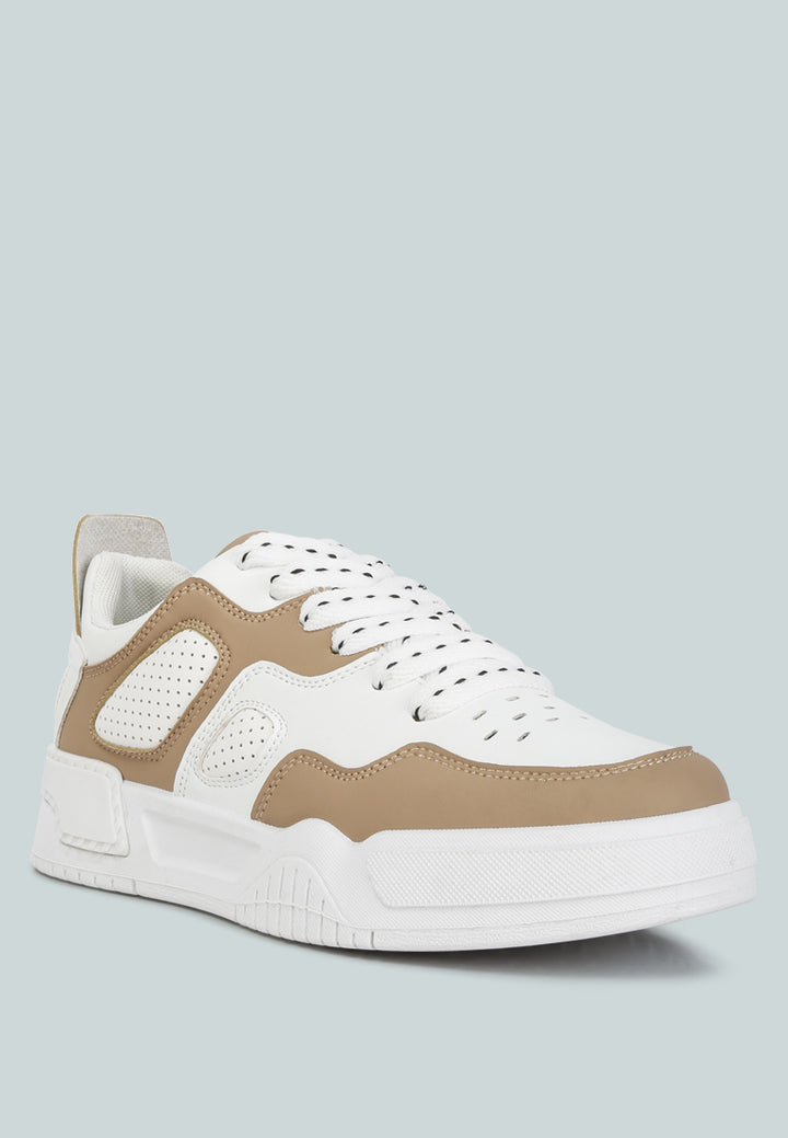 men's panelling detail flatform sneakers#color_beige