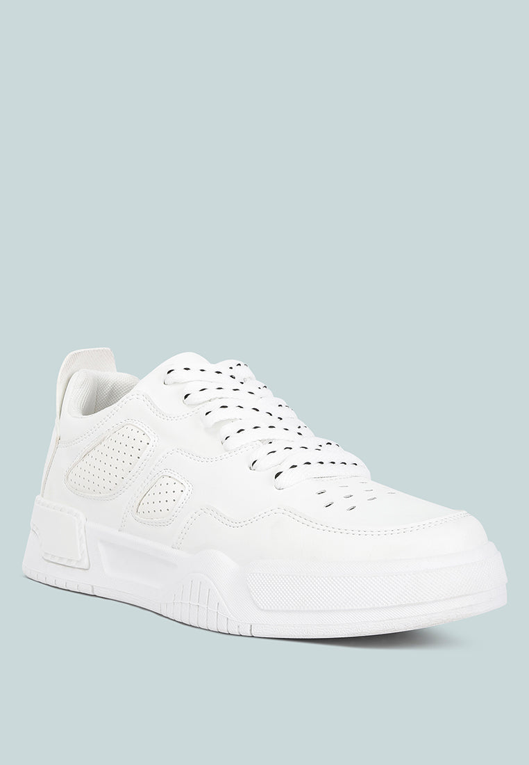 men's panelling detail flatform sneakers#color_white