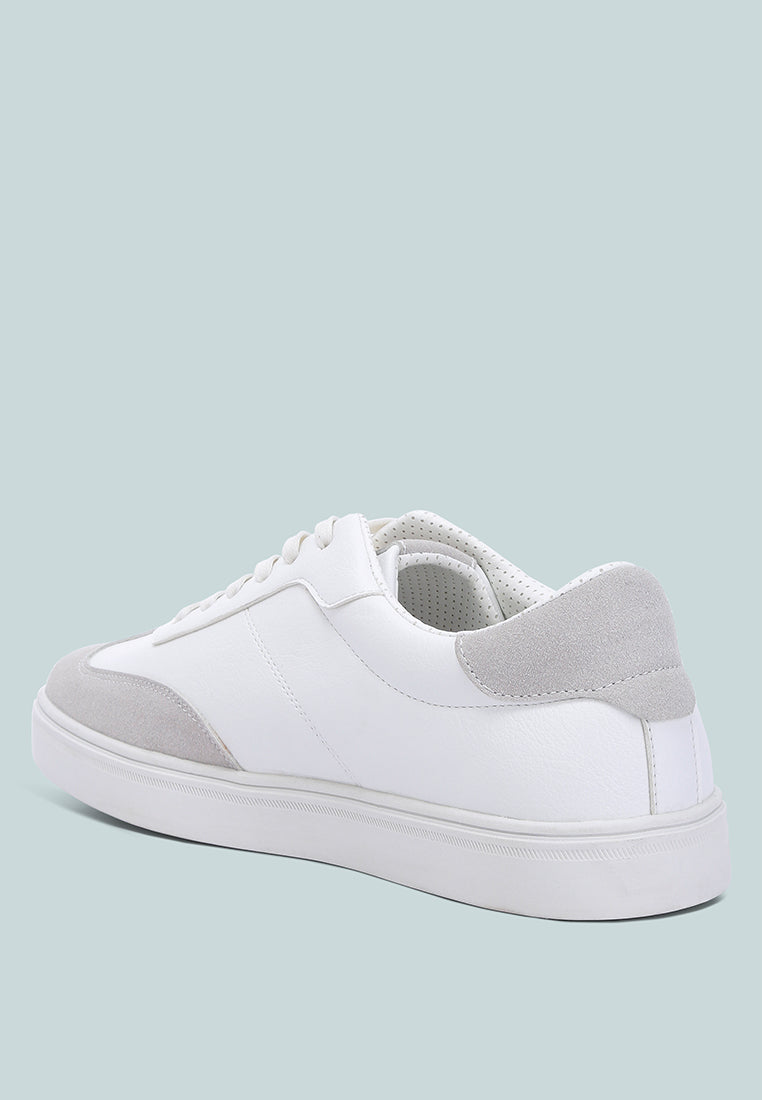 men panelling detailed lace-up sneakers#color_white