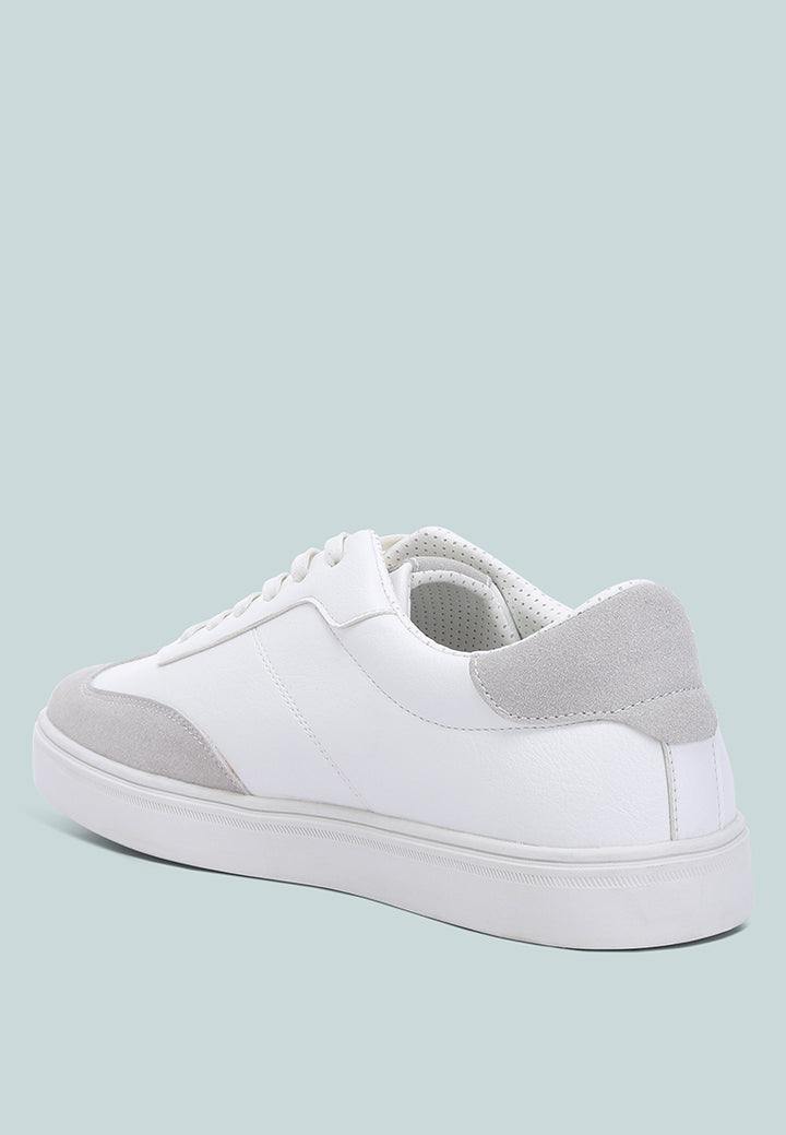 men panelling detailed lace-up sneakers#color_white