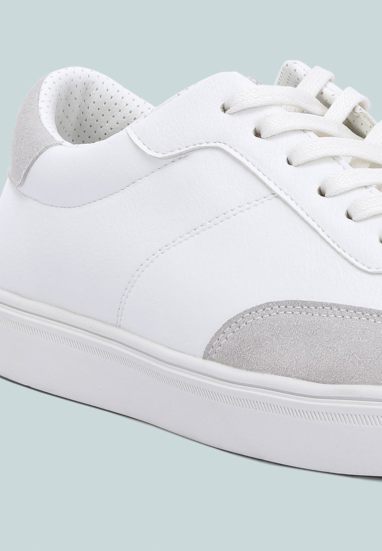 men panelling detailed lace-up sneakers#color_white