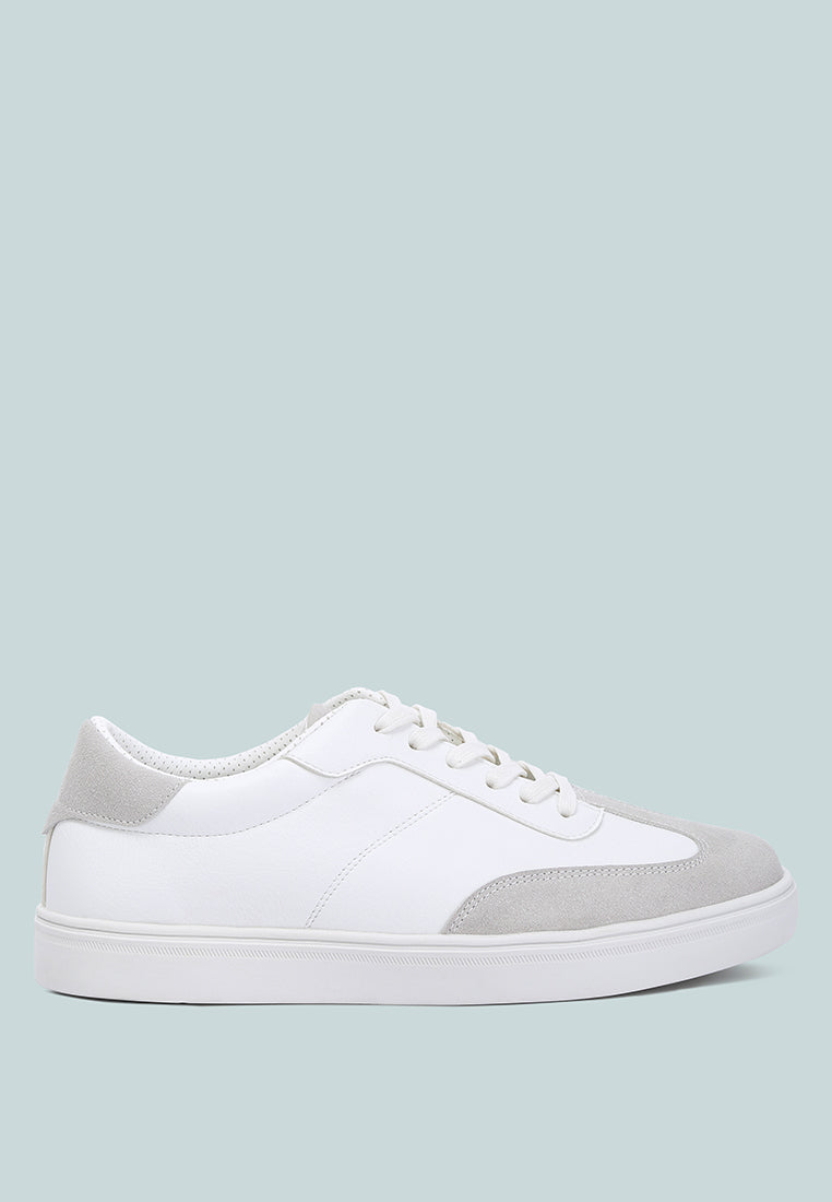 men panelling detailed lace-up sneakers#color_white