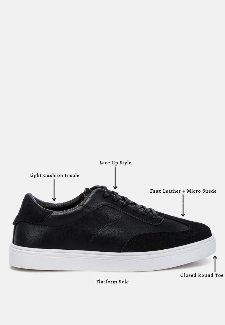men panelling detailed lace-up sneakers#color_black