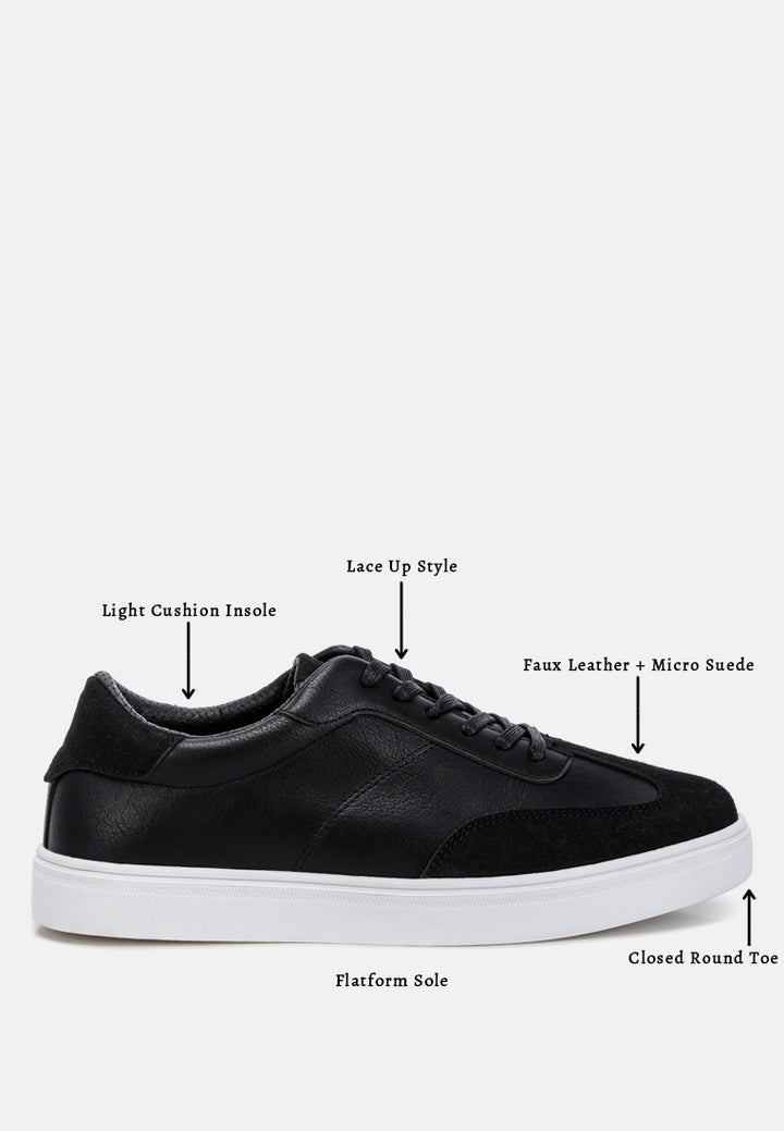 men panelling detailed lace-up sneakers#color_black